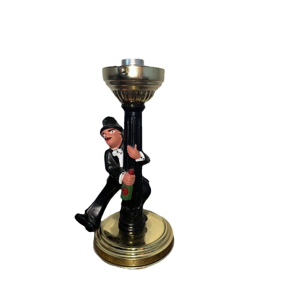 VTG 1950's Charlie Chaplin HOBO Drunk BAR LIGHT Leaning on Lamp Post Chalkware